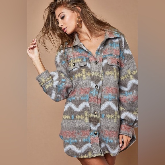 Aztec Print Shacket - Picture 5 of 6